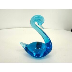 Vtg Larsen Crystal Blue Swan Figurine Art Glass Paperweight Elegant‎ Sweden